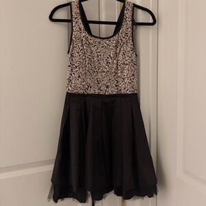 Trixxi Black and Silver Sequin Prom Dress